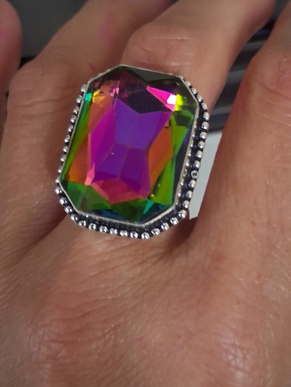 Mystic Topaz Gemstone Sterling Silver Ring